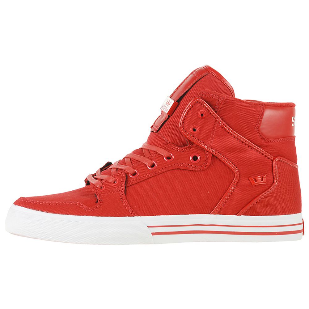 Baskets Montantes Supra Vaider Rouge Red Canvas Homme | KAD-15690734